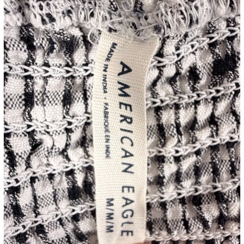 American Eagle Juniors' Sz M Black White Gingham Print Cami Tank Top - Picture 3 of 5